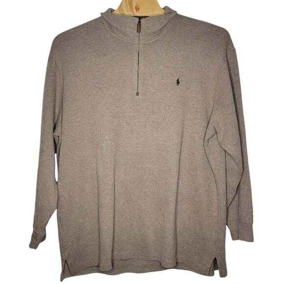 Polo Ralph Lauren 3X Big Tan Quarter Zip‎ Long Sleeve Pullover Sweater Men's 3XB - Picture 1 of 4